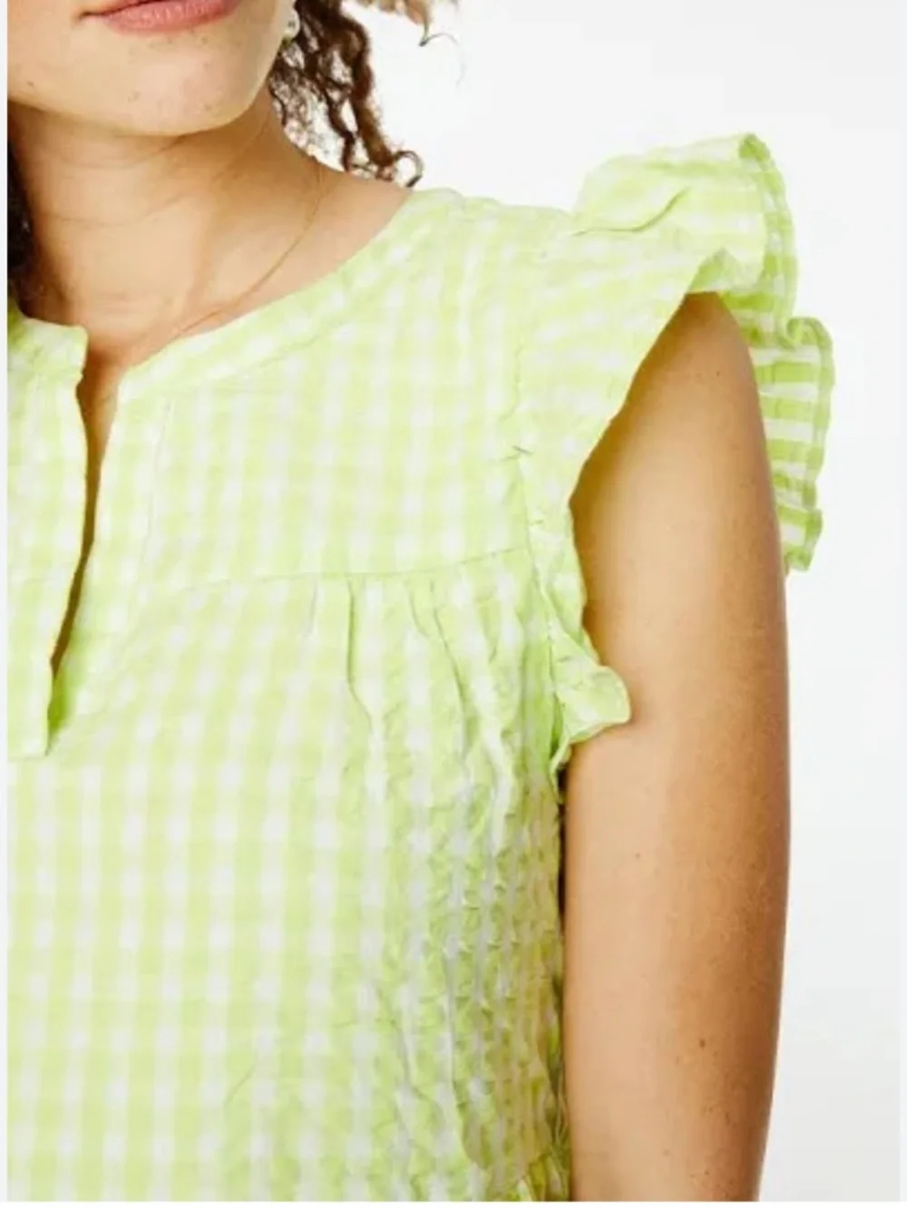 Roller Rabbit Lime Gingham Ruffle Mini Dress - Picture 2 of 10